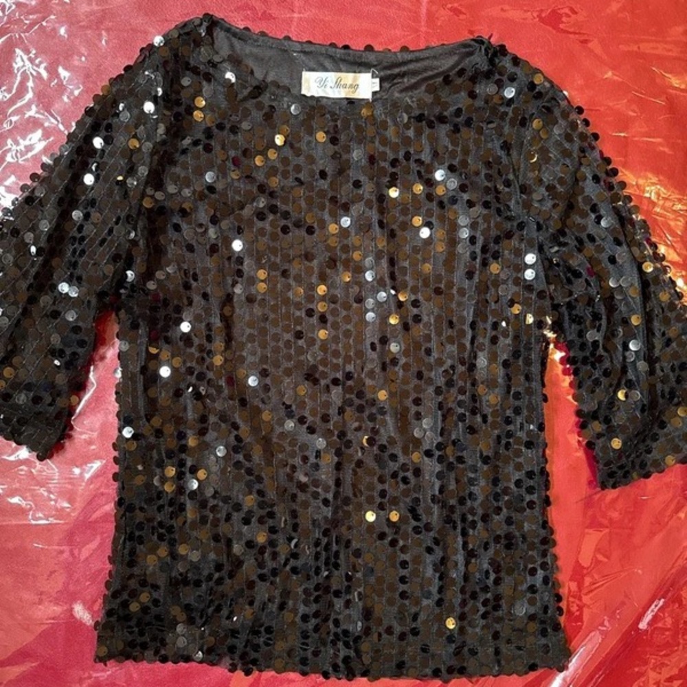 Black Sequin Women’s Top - Picture 1 of 4